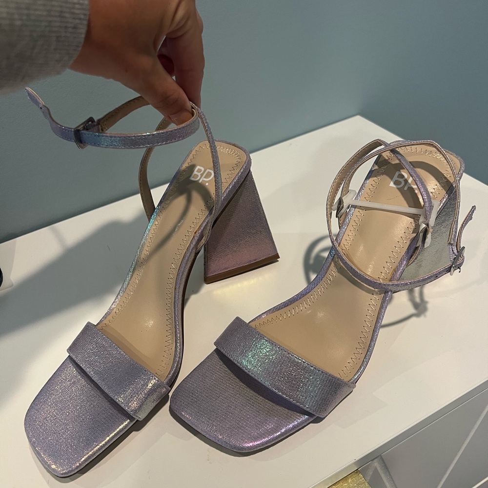 bp Women's Iridescent Block Heel Sandals